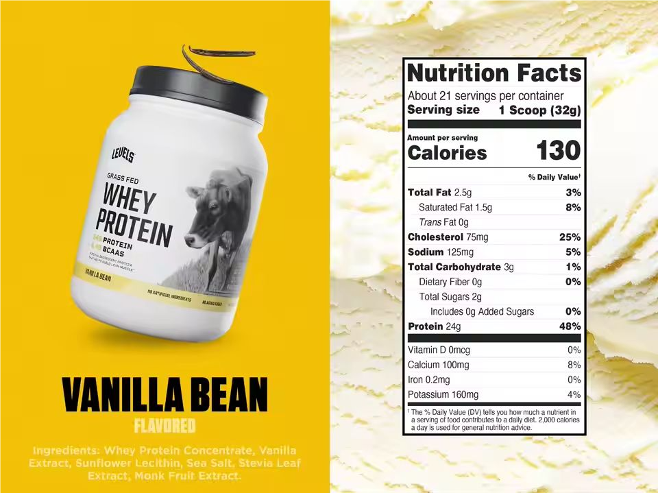 Grass Fed Whey Protein Powder, No Artificials